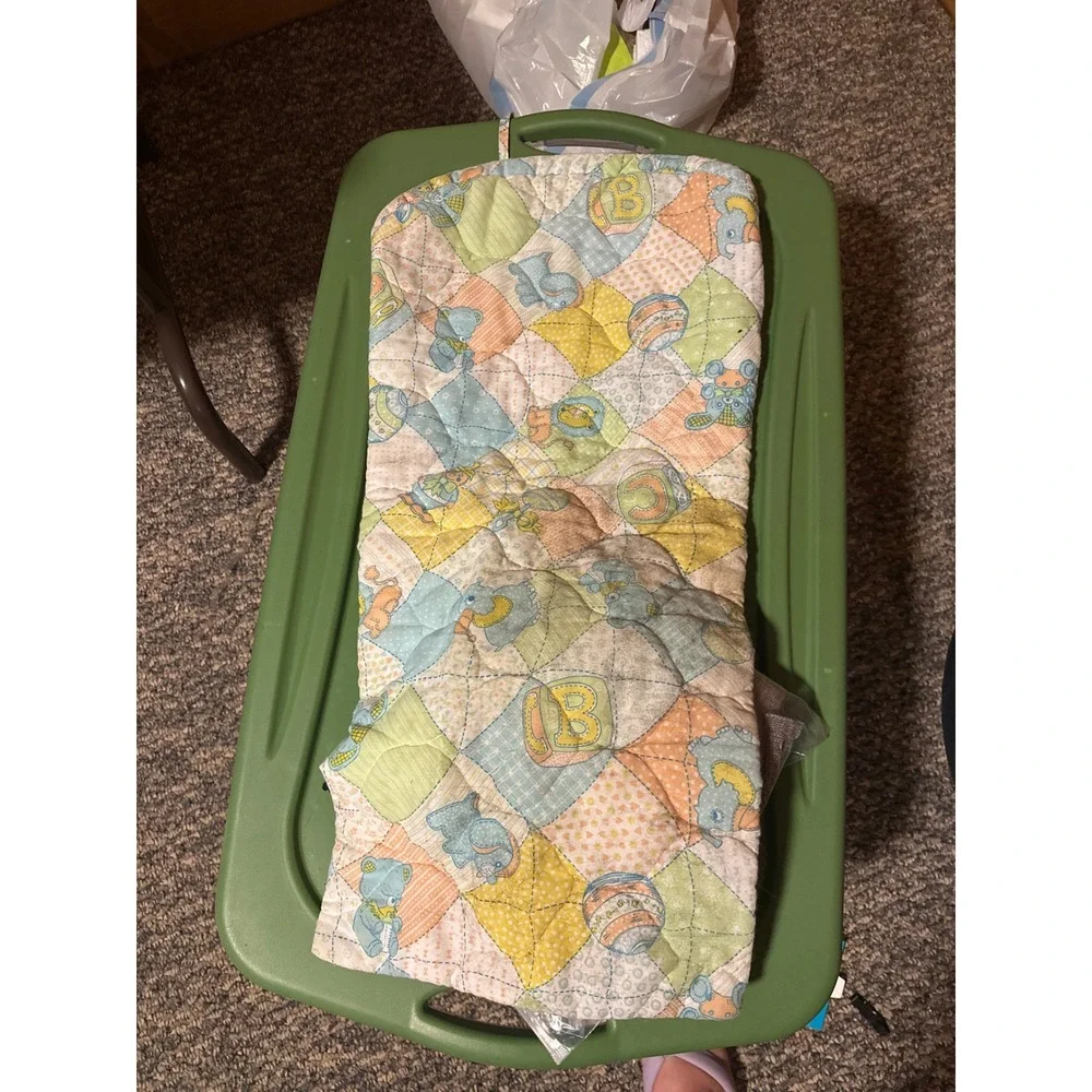 Vintage Quilted Baby Bunting Bag Pastel Animal Patchwork Print Hooded Sleep Sack